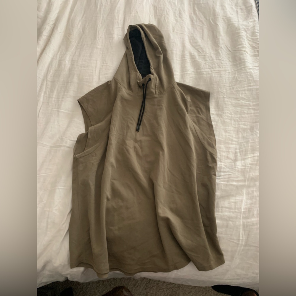 Army Green Hooded sleeveless sweatshirt